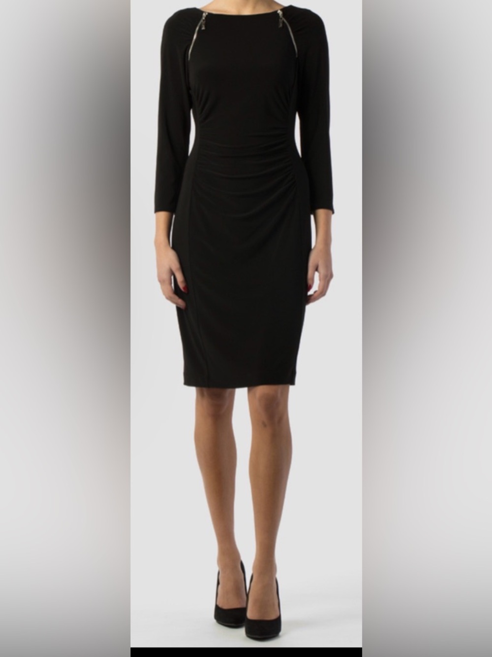 Joseph Ribkoff Black Pencil Dress with Zip Details Style 153001 Size 12